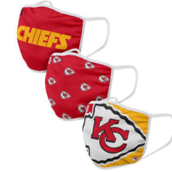 NFL Kansas City Chiefs Face Mask 3 Pack